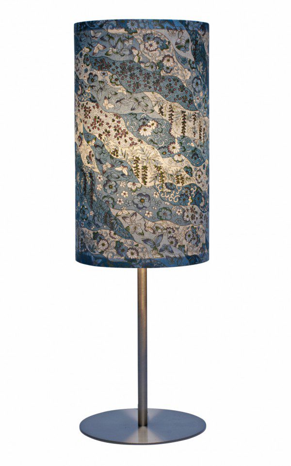 Cylindrical Washi Lamp Blue Butterfly