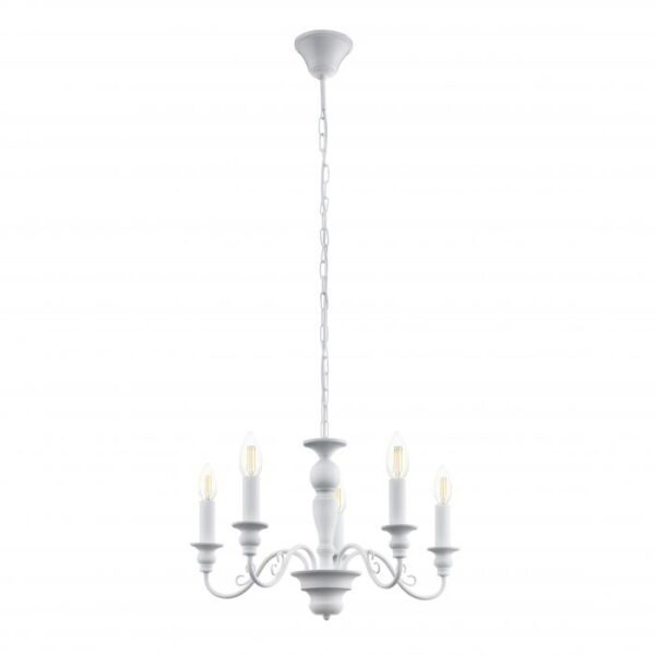 White Shabby Chic 5 Light Pendant
