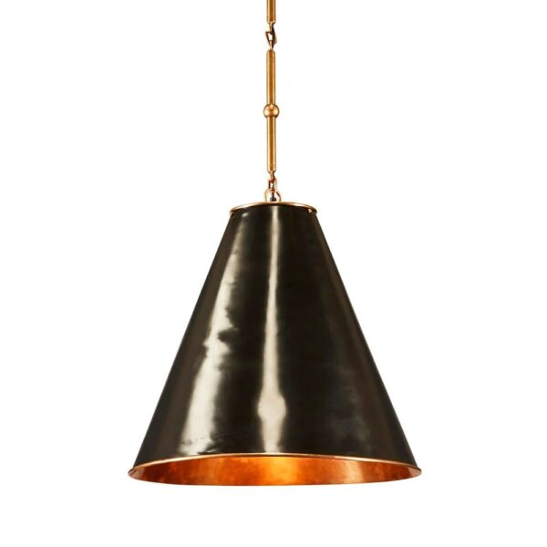 Black and Brass Conical Pendant Light