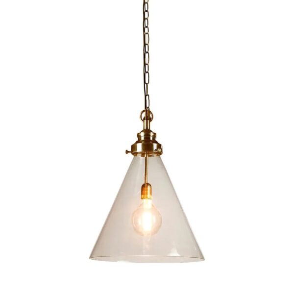 Brass Glass Conical Pendant Light