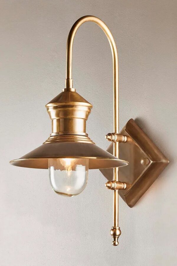 Curved Arm Lantern Outdoor Wall Light