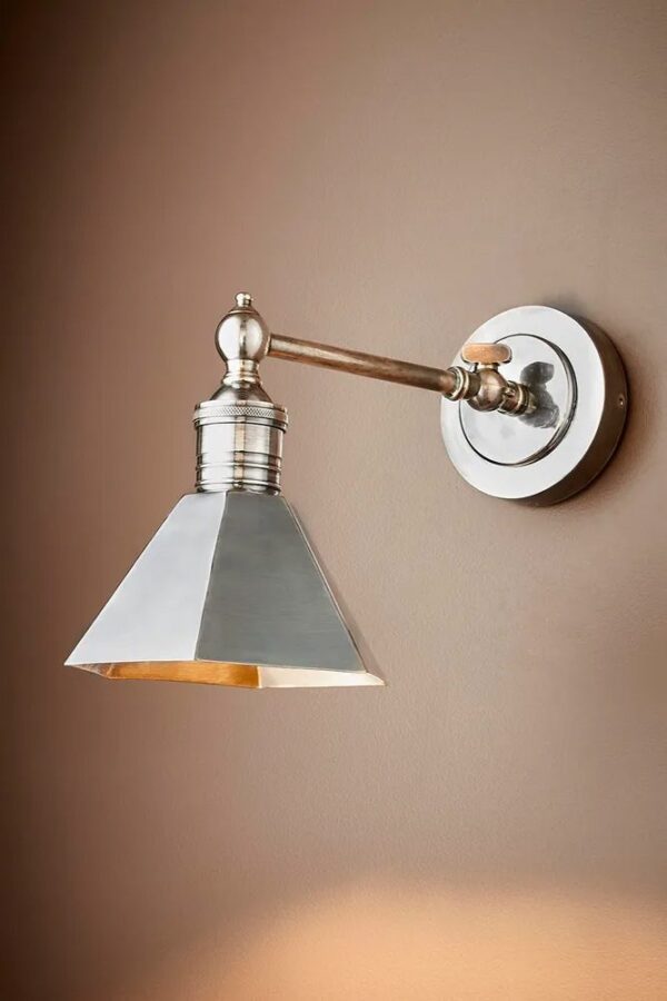 Antique Silver Wall Light With Metal Shade