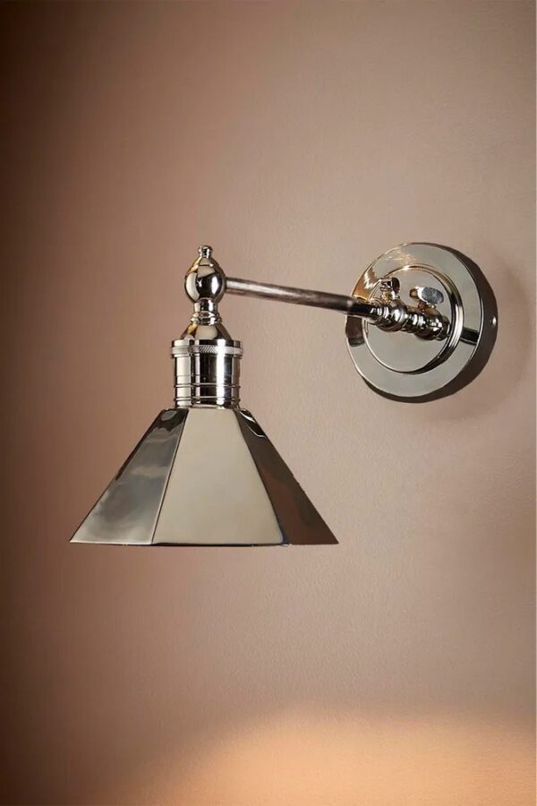 Shiny Nickel Wall Light With Metal Shade