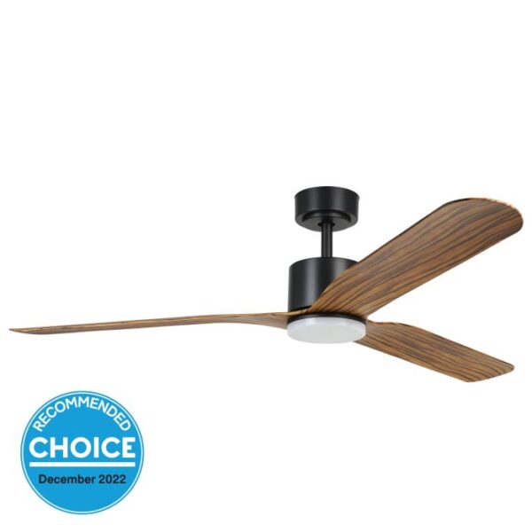 Iluka 60 DC Ceiling Fan with LED Light Matte Black with Brown Rustic