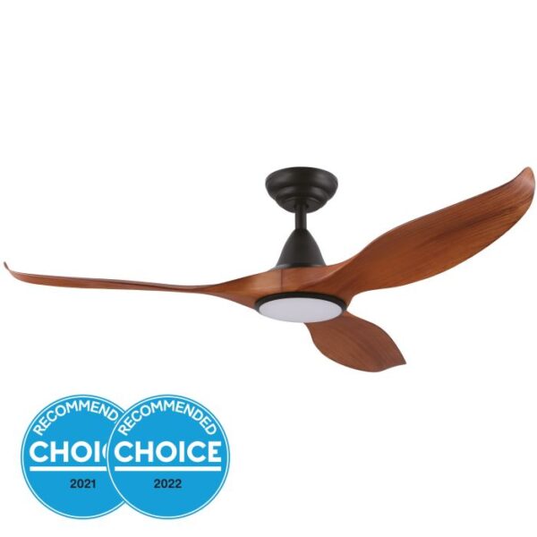 Noosa 52 DC Ceiling Fan with LED Light Matte Black with Teak