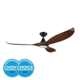 Noosa 60 DC Ceiling Fan with LED Light Matte Black with Dark Natural Timber